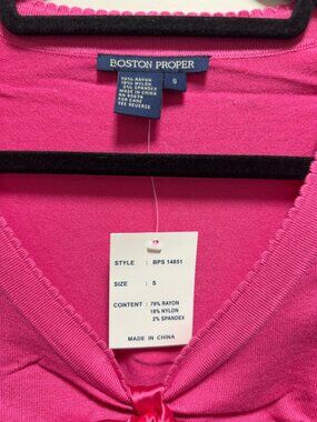 NWT Boston Proper Pink Tie-Front Knit Top Size S